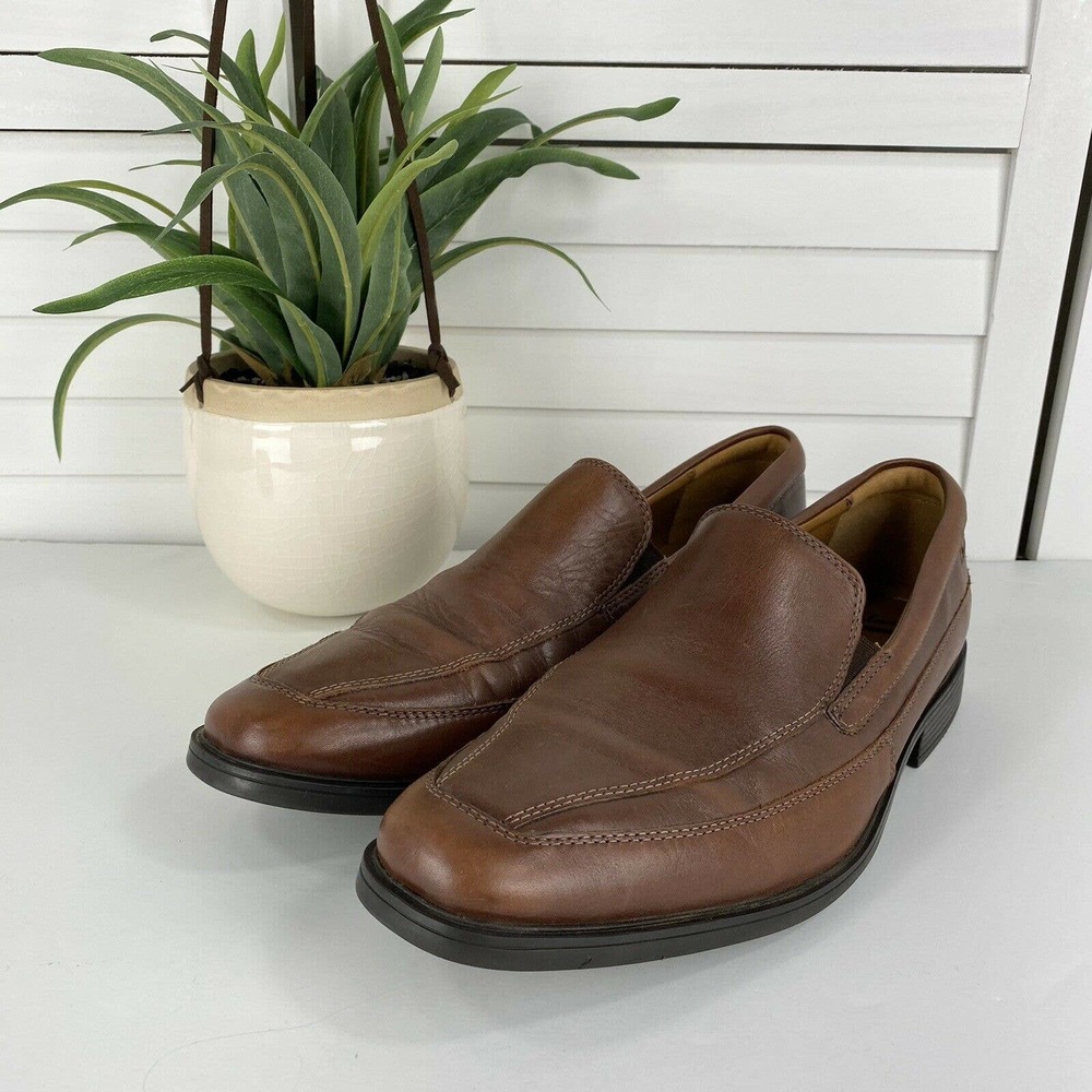 Clarks Tilden Free‎ Slip On Loafers Dark Tan Comfort Shoes Goring Mens Size 11 M